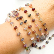 Multi Spinel Gold Plated Wire Chain